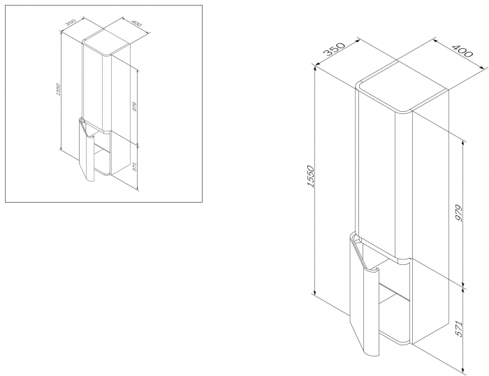 Шкаф-пенал подвесной 40 см, левый, табачный дуб AM.PM Sensation M30CHL0406TF. Фото