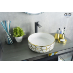 Раковина накладная GID D1357h018 36х36 53327 Белый / Золото Раковина накладная GID D1357h018 36х36 53327 Белый / Золото. Фото