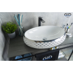 Раковина накладная GID Nc262 59х40 52201 Белый / Хром Раковина накладная GID Nc262 59х40 52201 Белый / Хром. Фото